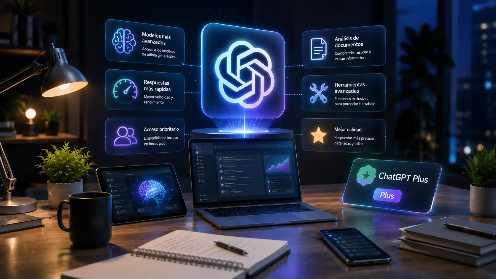 Entorno profesional con herramientas avanzadas de inteligencia artificial