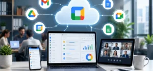Entorno empresarial con herramientas colaborativas en la nube