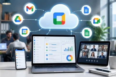 Entorno empresarial con herramientas colaborativas en la nube